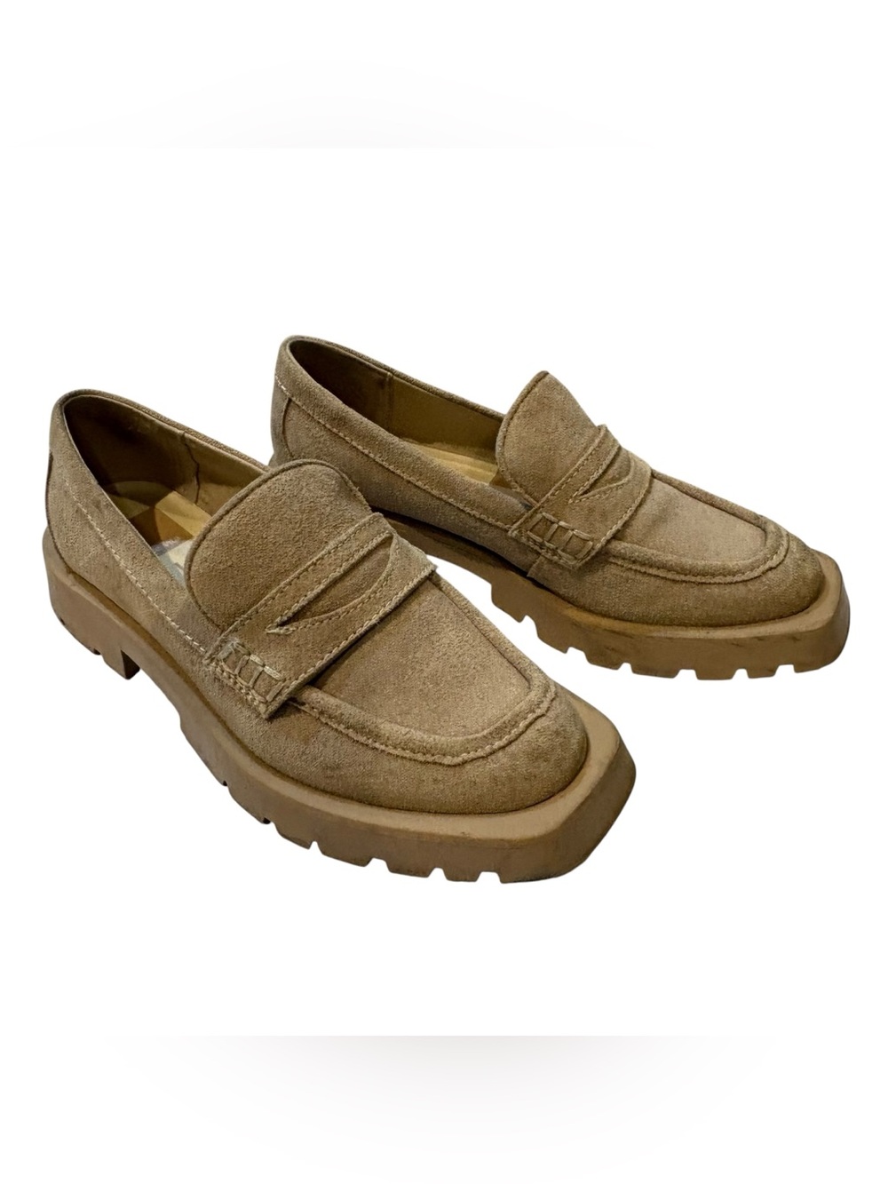 Dolce Vita Taupe Suede Lug Sole Penny Loafers size 6.5